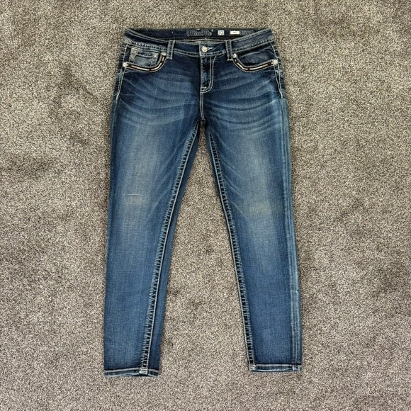 Miss Me Denim - Miss Me Skinny Jeans Womens 31 Angel Wing Embroidered Back Pocket Dark Wash